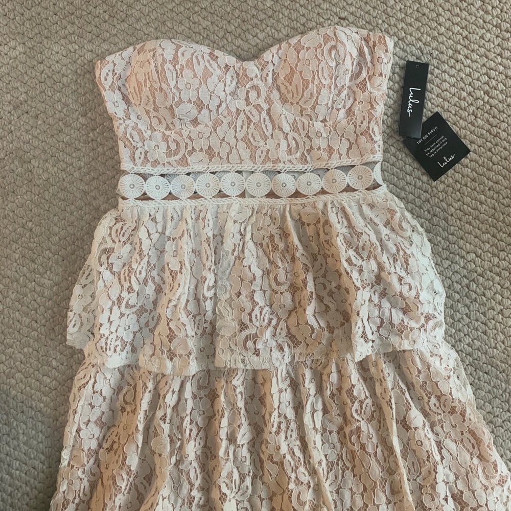 Lulu’s White Lace Strapless Midi Dress - Picture 6 of 8